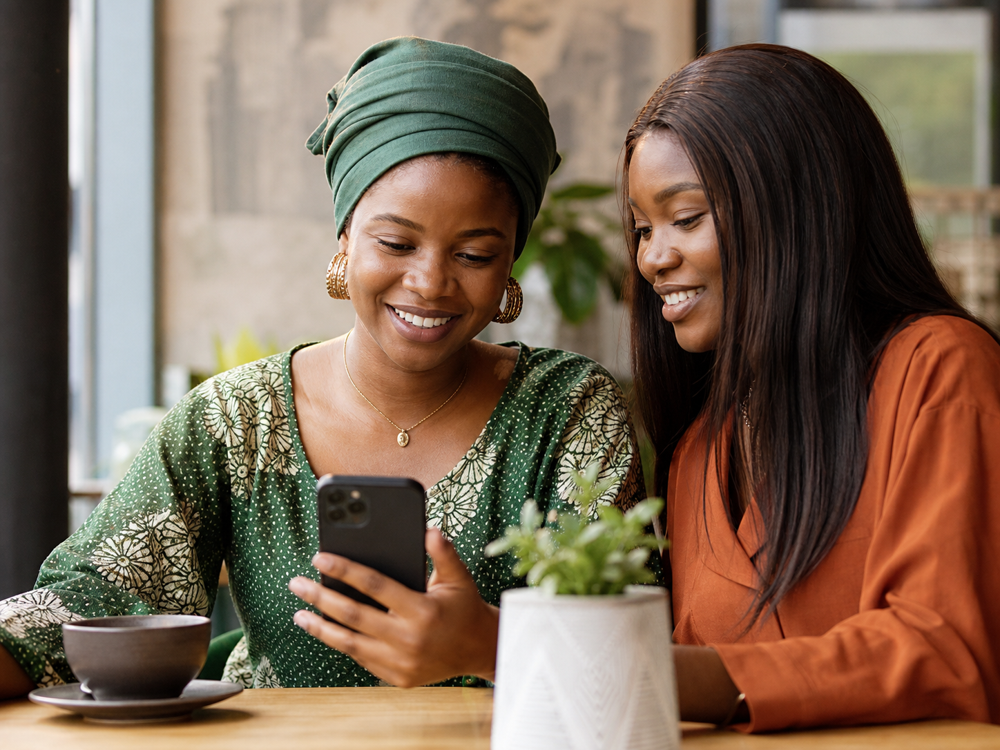 Two members checking their campaign details in the Ajowallet app